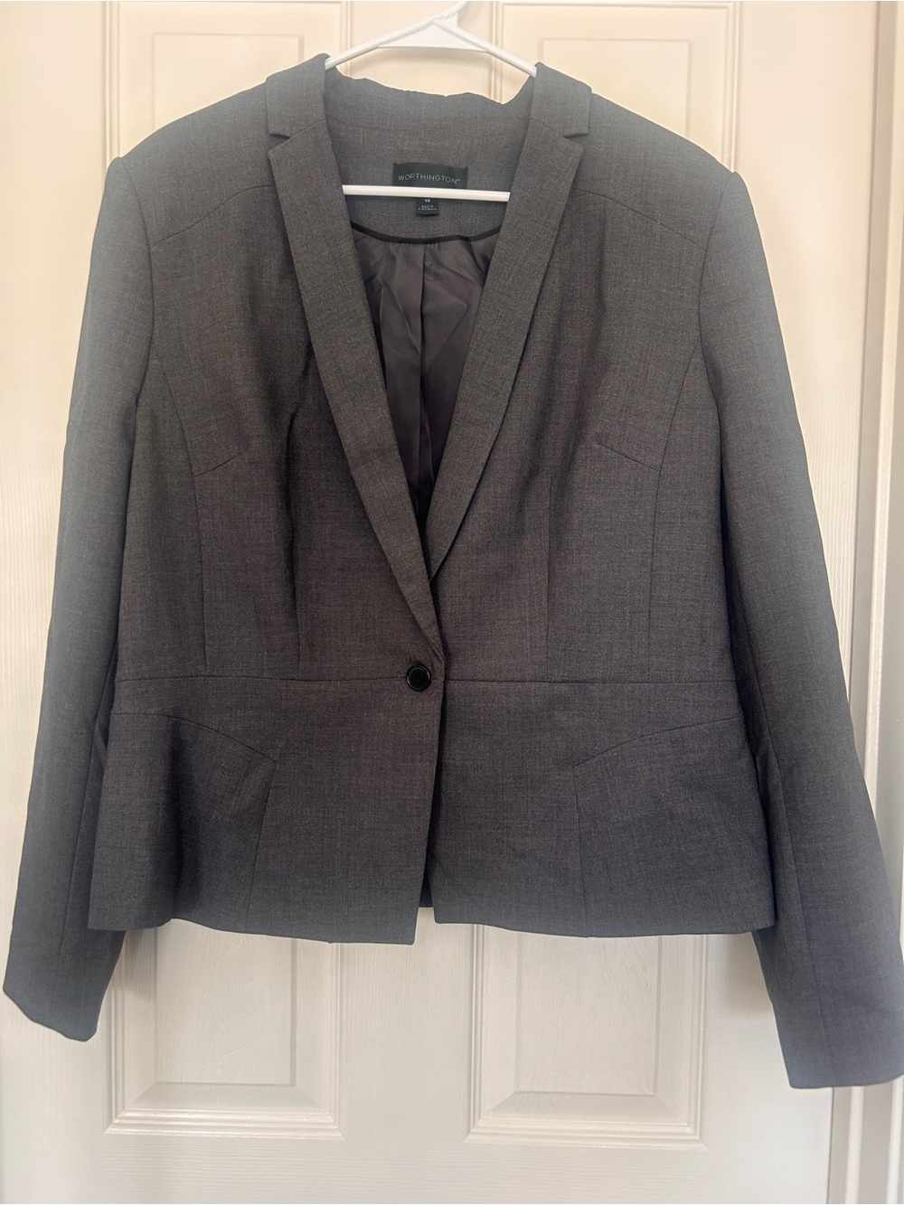 Worthington Charcoal Gray Tailored Single-Button Blazer